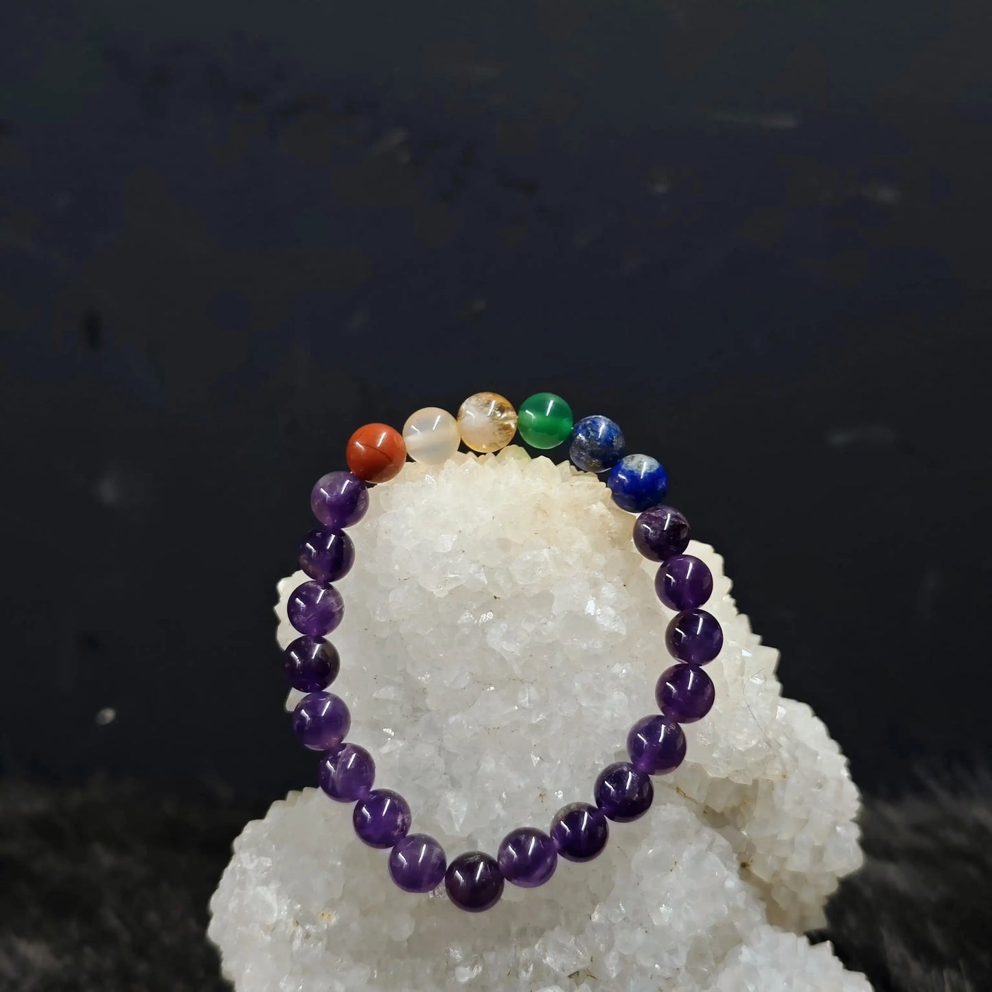 Energised Amethyst 7 Chakra Bracelet for Calm, Spiritual Healing & Balance