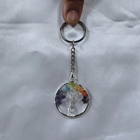 Handcrafted 7 Chakra Tree of Life Keychain promoting protection and positive energy
