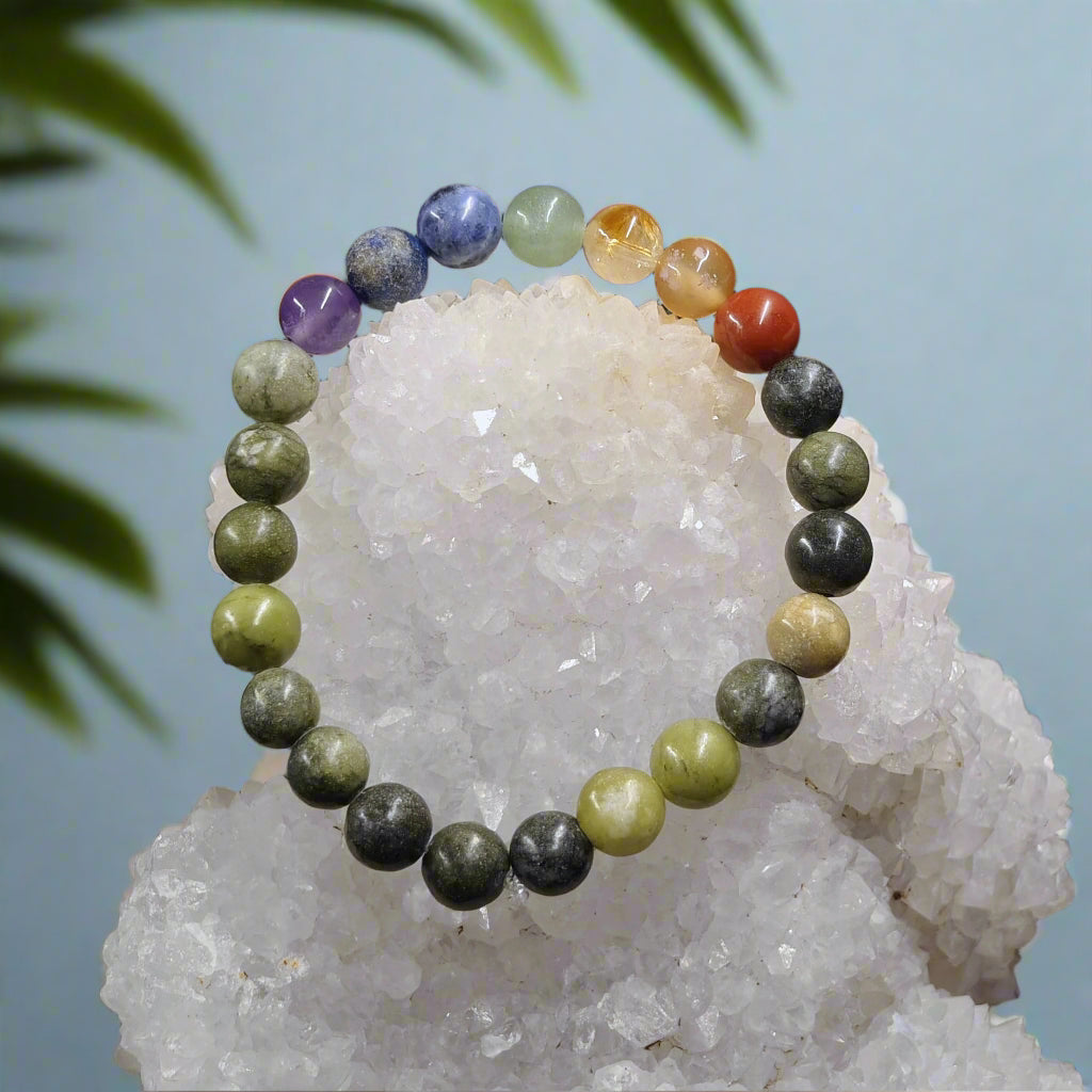 Energised Jade 7 Chakra Bracelet for Harmony, Healing & Positive Energy