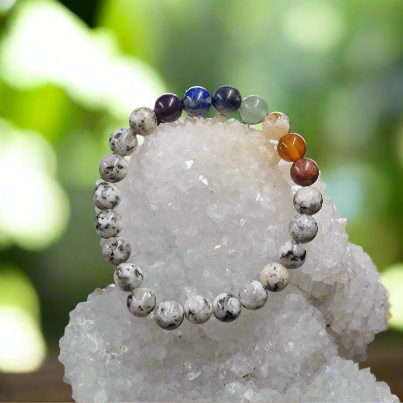 Energised Labradorite 7 Chakra Bracelet for Intuition, Protection & Balance