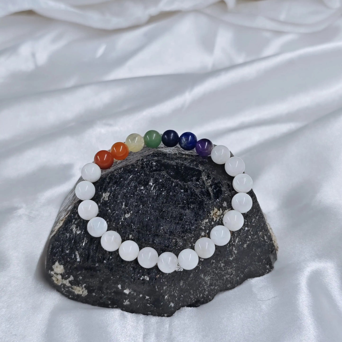 Energised Moonstone 7 Chakra Bracelet for Intuition, Balance & Emotional Healing
