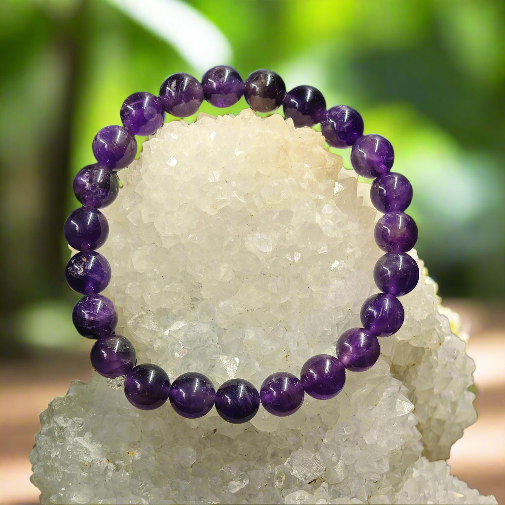 THE GEMZ natural Amethyst bracelet with 8mm beads for spiritual growth, healing, and positive energy in India