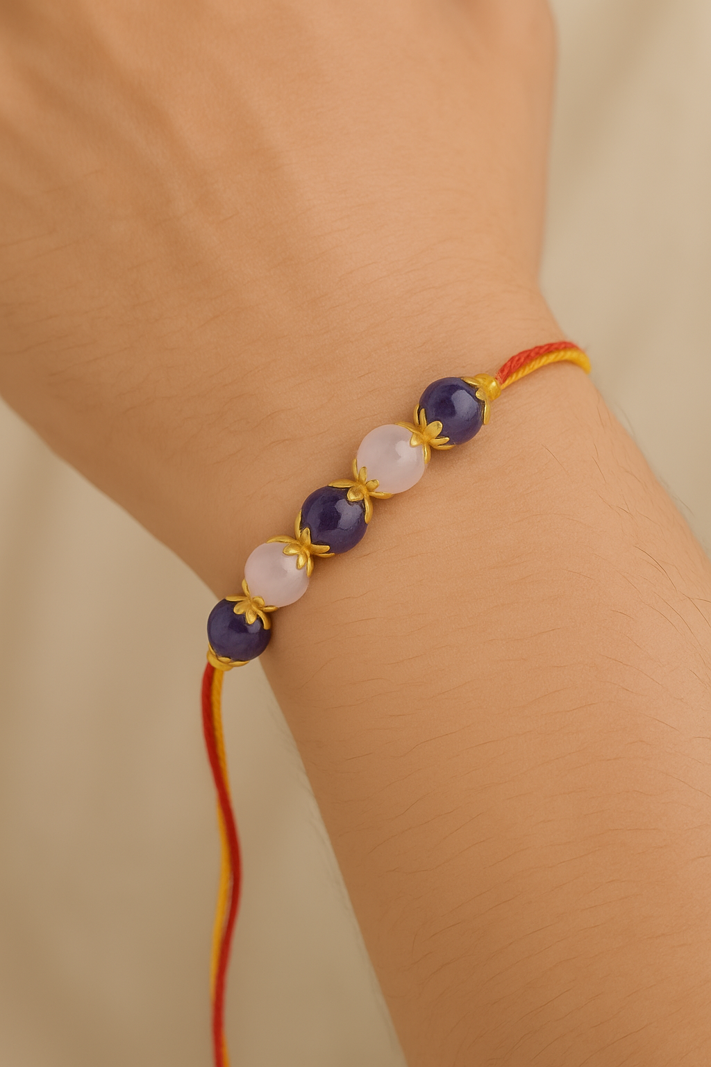 SoulBond Rakhi – Rose Quartz & Amethyst Edition