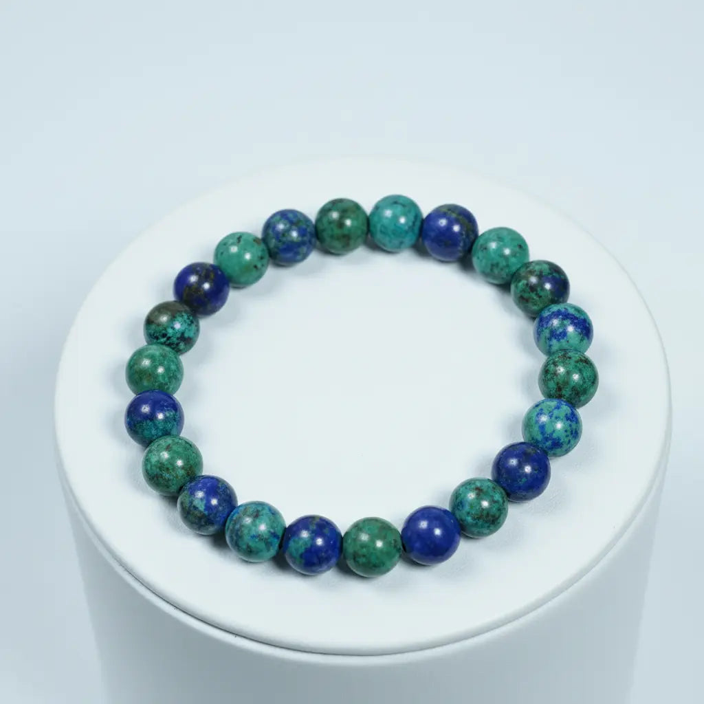 Natural azurite bracelet with deep blue polished gemstone beads