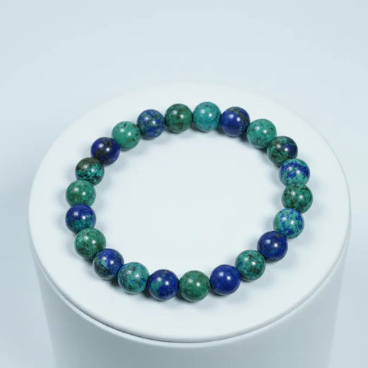 Natural azurite bracelet with deep blue polished gemstone beads