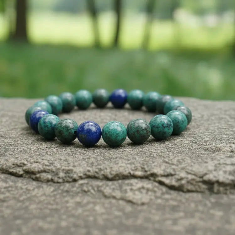 Azurite gemstone bracelet for intuition and mental clarity