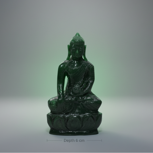Compact natural green aventurine Buddha meditation sculpture