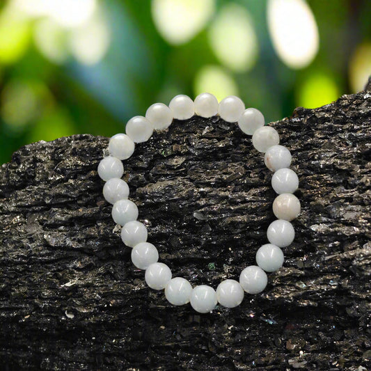 Energised Angelite Serenity Bracelet by THE GEM’Z handcrafted with natural Angelite stones to promote peace, spiritual clarity, and divine connection.
