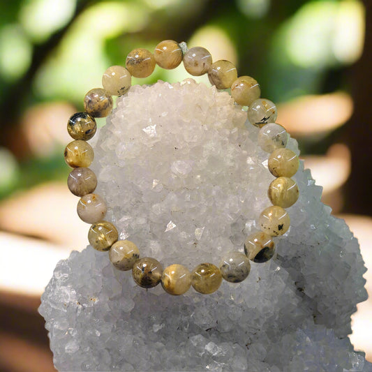 Energised Golden Rutile Bracelet by THE GEM’Z handcrafted with natural Golden Rutile stones to attract prosperity, abundance, and positive energy.
