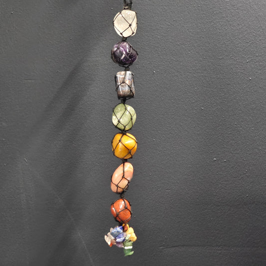 Energised Seven Chakra Hanger by THE GEM’Z handcrafted with natural chakra stones to align, heal, and energise your aura.
