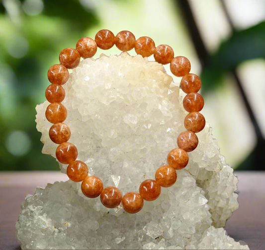 Energised Natural Sunstone bracelet radiating positivity and warmth  
