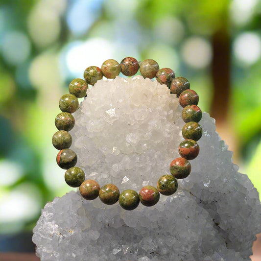 Energised Unakite Harmony Bracelet by THE GEM’Z handcrafted with natural Unakite stones to promote healing, emotional balance, and heart chakra harmony.\