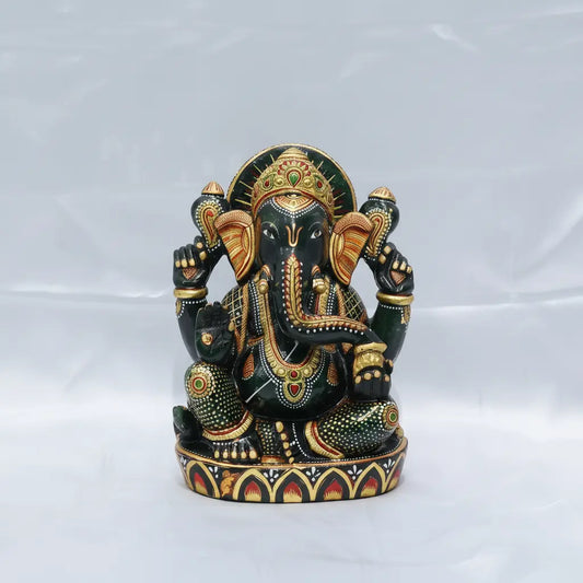 Green Aventurine Ganesha Painted – Divine Art & Sacred Elegance Gem Mine2Market LLP