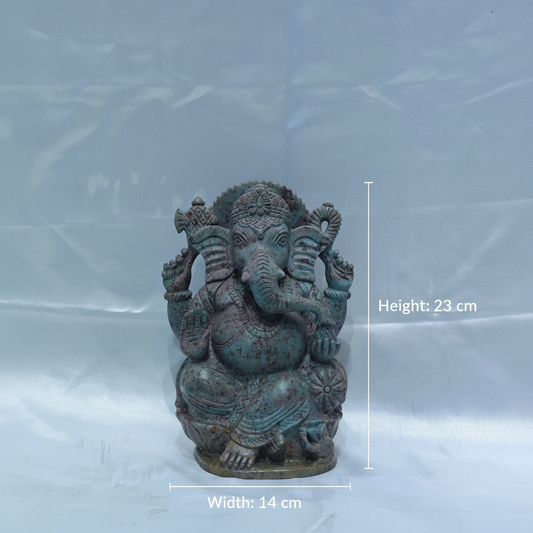 Ganesha Idol Carved from Natural Corundum Ruby | Sacred Gemstone Sculpture