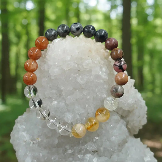 Joyful Spirit fusion bracelet with sunstone citrine labradorite rhodonite and clear quartz gemstones