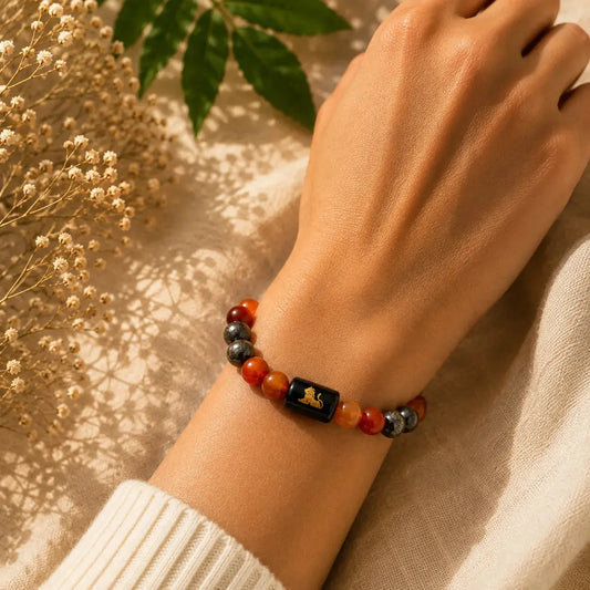 Leo Zodiac Bracelet (July 23 – August 22) – Sunstone, Tiger Eye, Pyrite & Carnelian