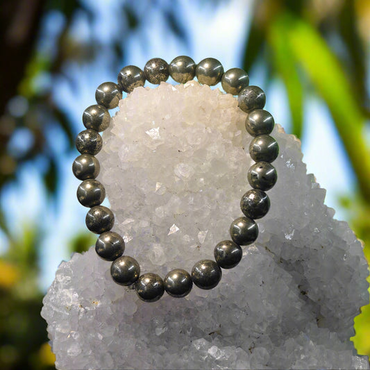 THE GEM’Z natural Pyrite Protection bracelet for wealth, prosperity, and energy shielding