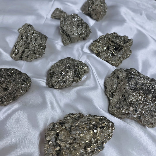 Energised Pyrite Rough stone for wealth, protection, and confidence
