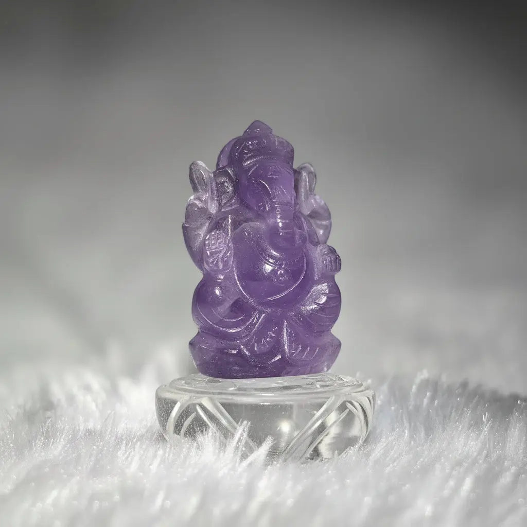 Natural amethyst ganesha idol gemstone murti for pooja and vastu
