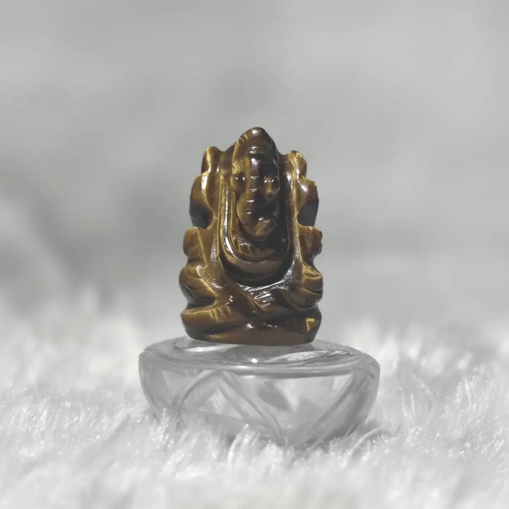 Natural tiger eye ganesha idol gemstone murti for pooja and vastu
