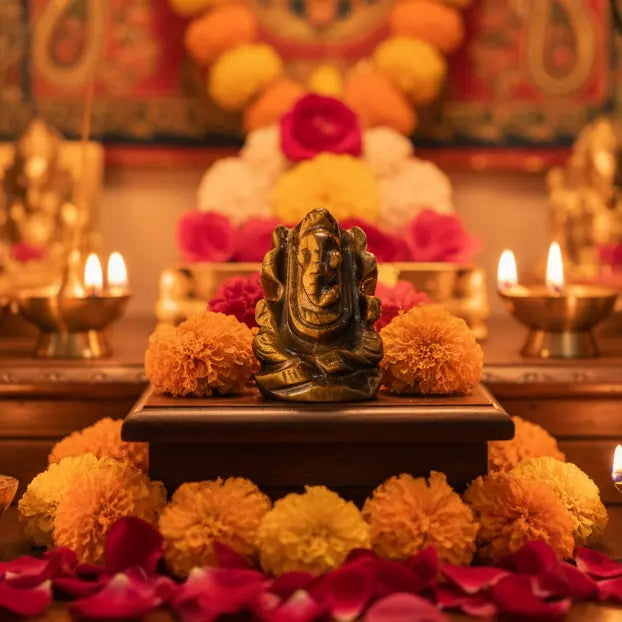 Hand carved natural tiger eye ganesha idol small size spiritual décor

