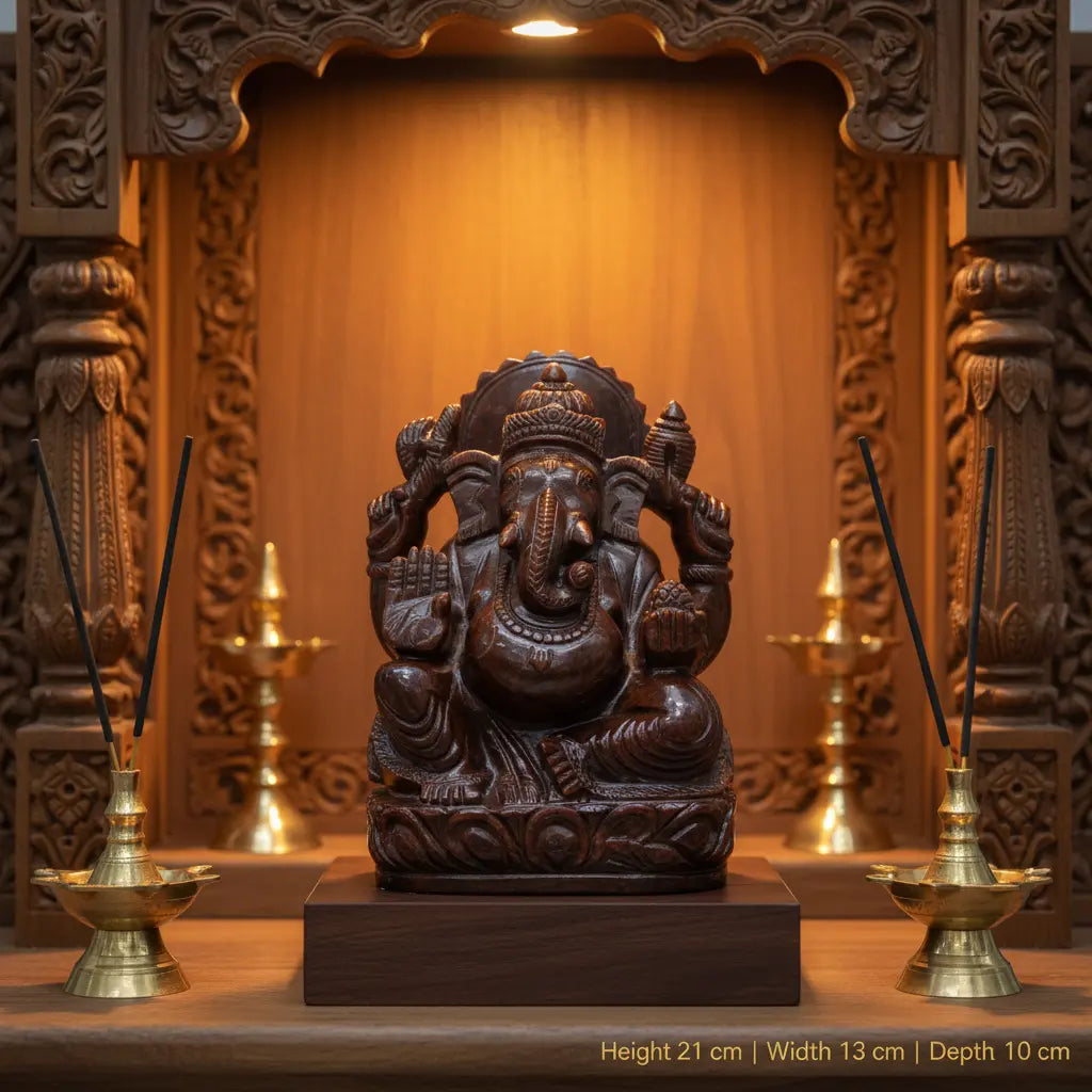 Premium hessonite garnet Ganesha idol for home mandir and vastu decor