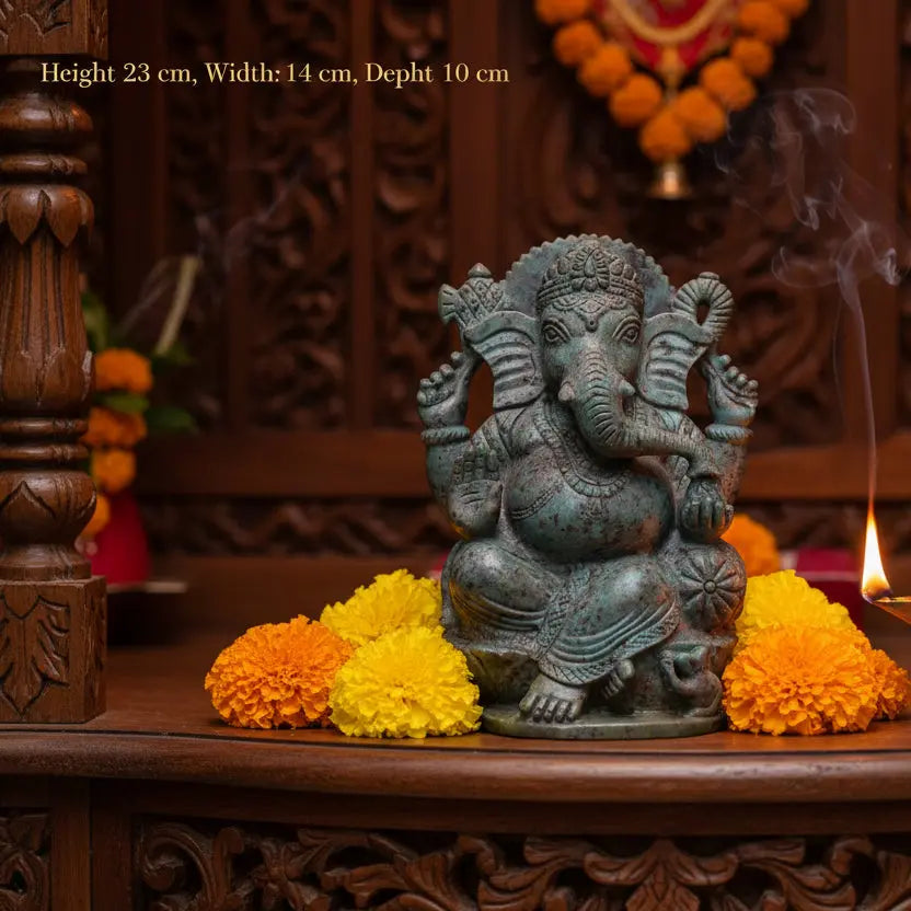 Premium ruby gemstone Ganesha idol for home mandir decor