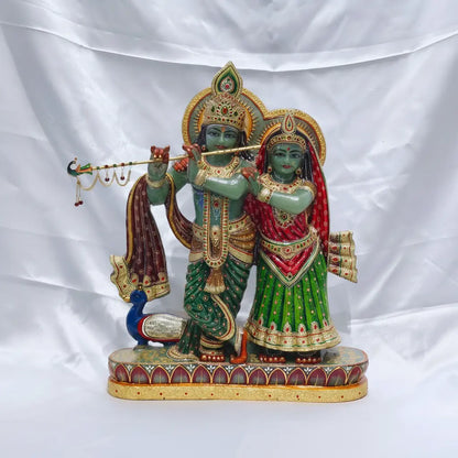 Green Aventurine Radha Krishna Sculpture – Divine Love & Harmony Gem Mine2Market LLP