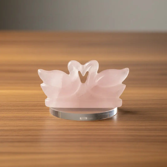 Rose Quartz Kissing Swan – Love, Harmony & Elegant Crystal Décor