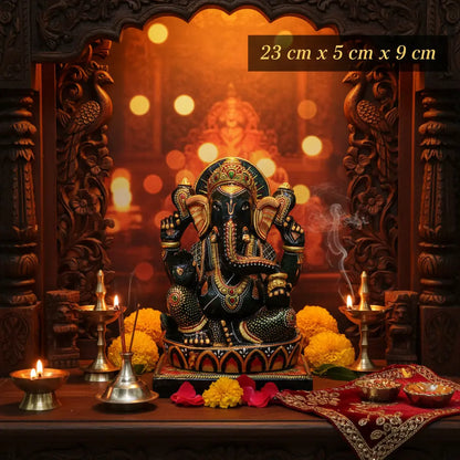 Slim green aventurine Ganesha idol for home mandir