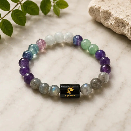 Zodiac Sign Gemstone Bracelet For Aquarius