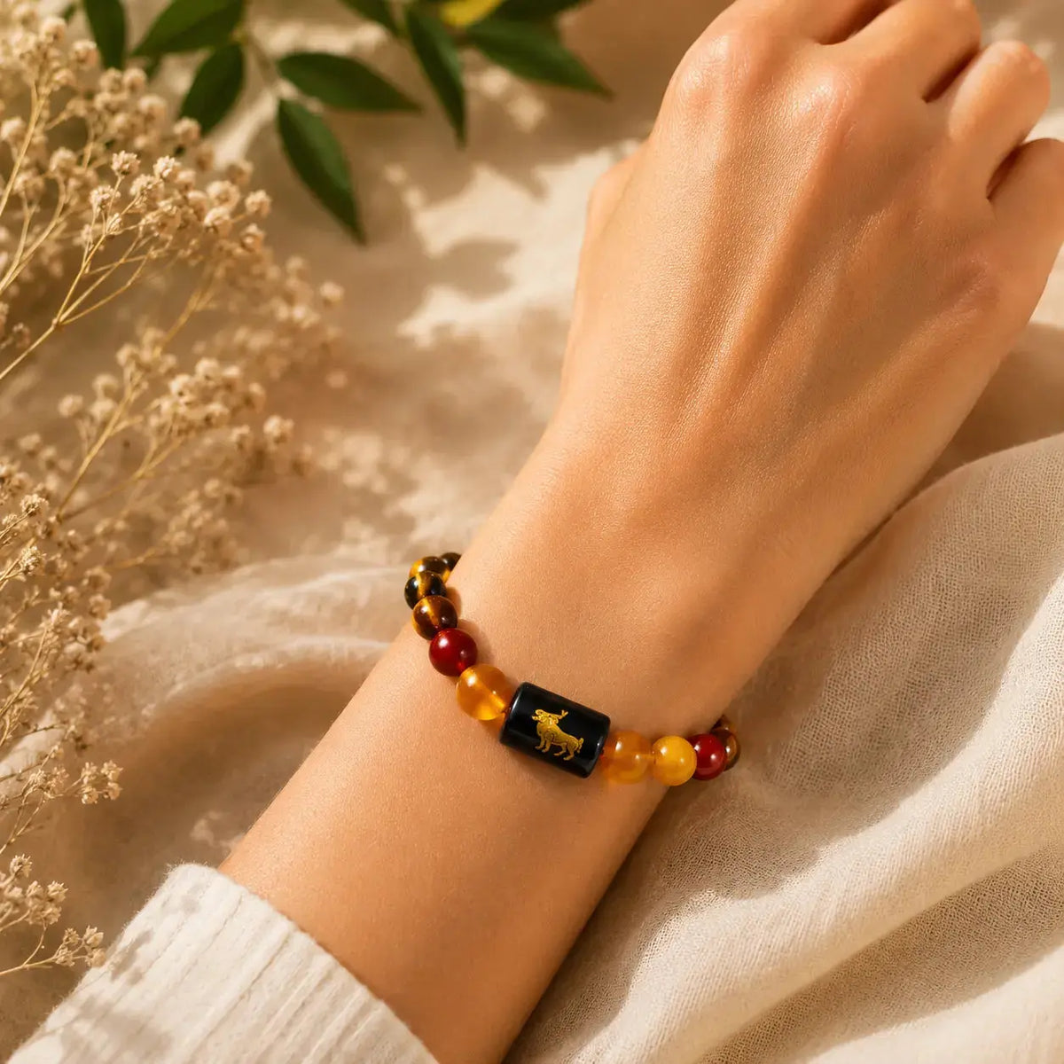 Zodiac Sign Gemstone Bracelet For Aries