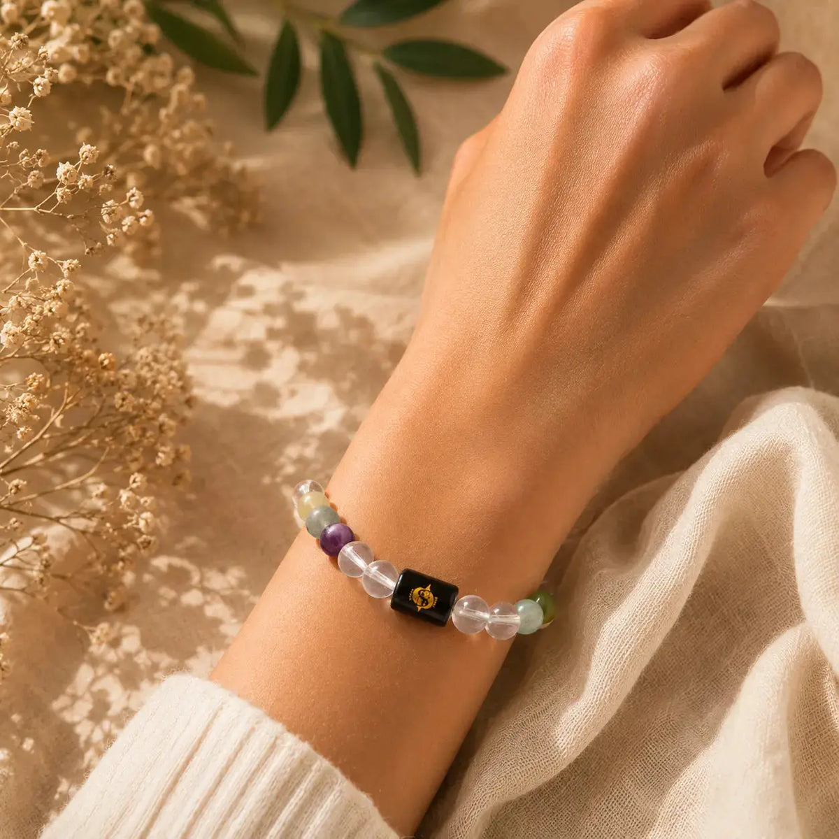 Zodiac Sign Gemstone Bracelet For Pisces hand