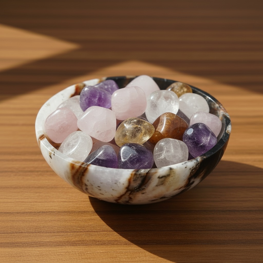 Polished natural agate bowl with layered patterns for meditation and home décor
