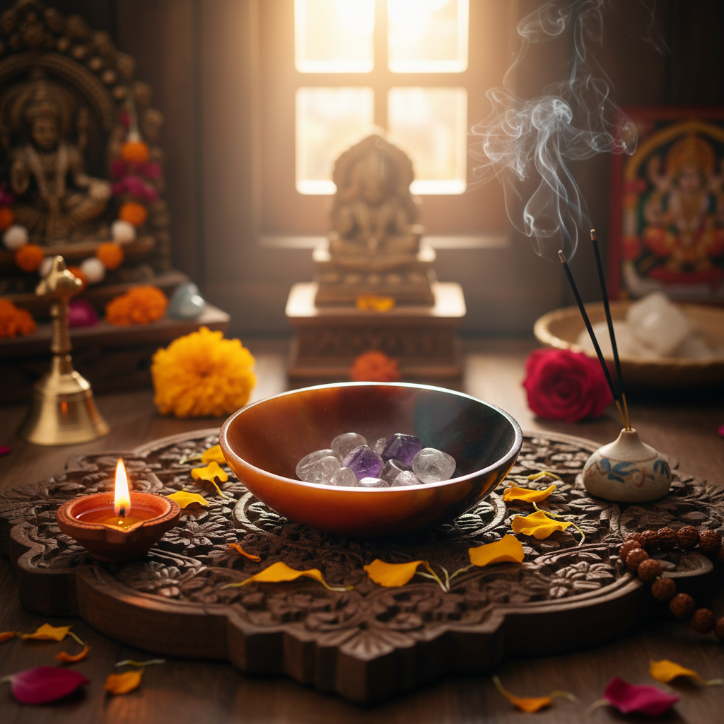 Heliotrope bloodstone bowl used for keeping crystals pooja items and spiritual décor
