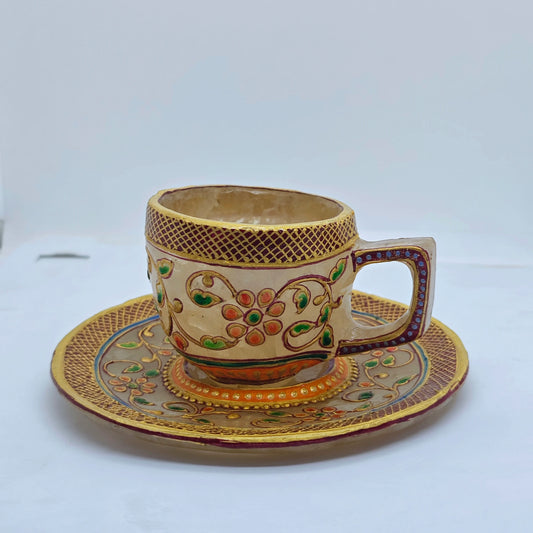 Clear quartz spatik cup and saucer set for pooja décor and regular use
