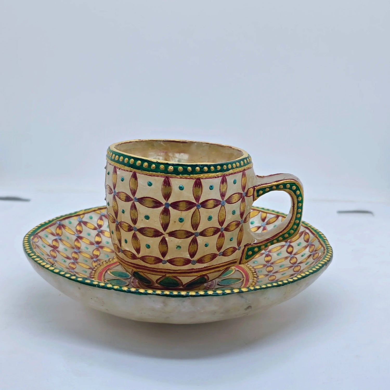 Spatik Rock Crystal Cup & Saucer – Purity , Positivity & Clarity Gem Mine2Market LLP