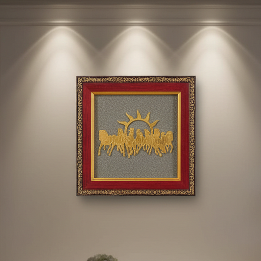 Seven Horse Pyrite Energy Frame – Prosperity,Success & Powerful Vastu Decor