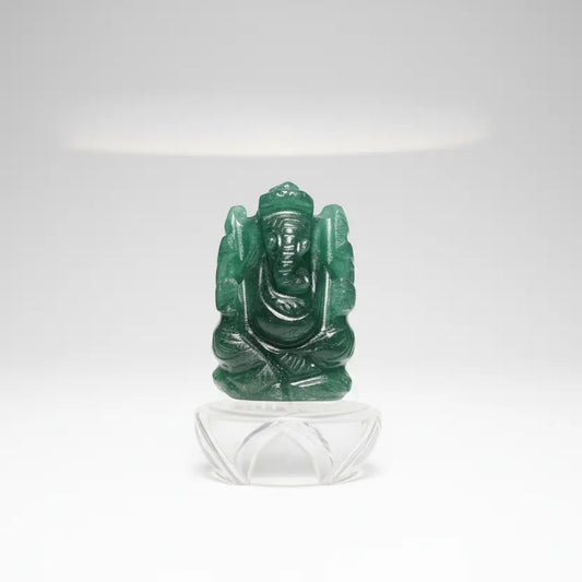 Hand carved natural green aventurine ganesha idol small size spiritual décor
