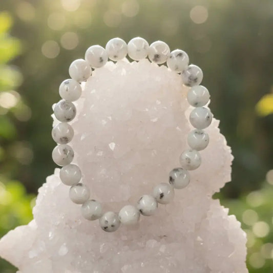 Kiwi Jasper gemstone bracelet with natural jasper beads, handcrafted healing crystal jewellery for grounding, emotional balance and positive energy