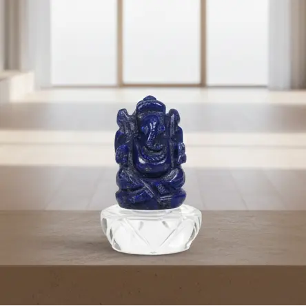 Lapis lazuli gemstone ganesha idol for home mandir study desk and gifting
