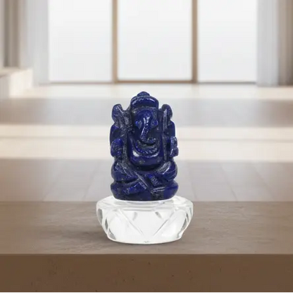 Lapis lazuli gemstone ganesha idol for home mandir study desk and gifting

