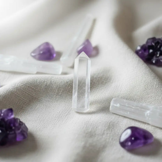 Natural rock crystal clear quartz pencil with transparent gemstone tip for focus and clarity
