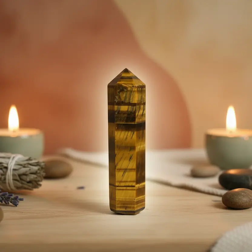 Tiger eye gemstone pencil for concentration motivation and positive energy
