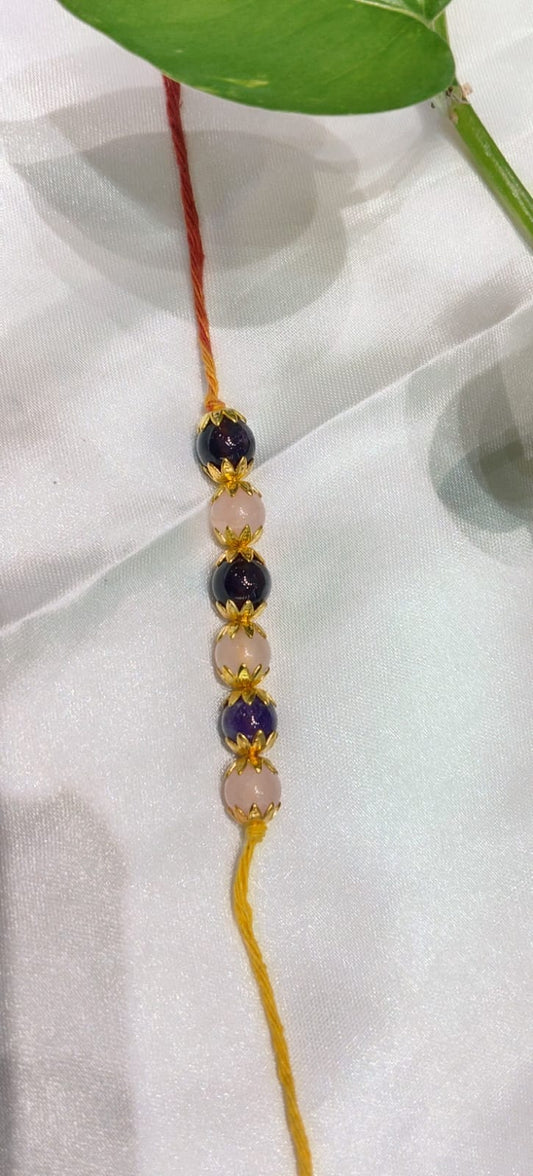 SoulBond Rakhi – Rose Quartz & Amethyst Edition